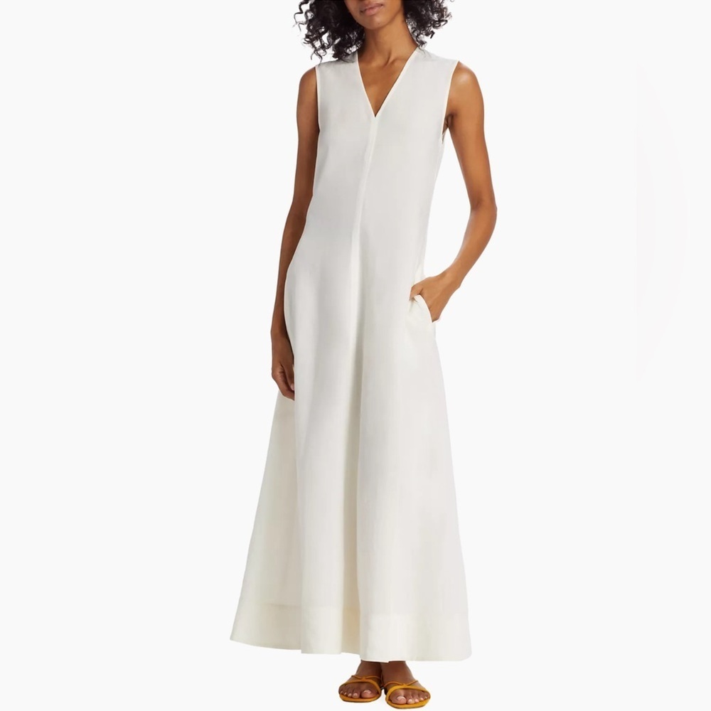 Toteme Plunging Floral Jacquard Twisted Backless Maxi Dress Off White FR 34 700$ - Picture 4 of 17